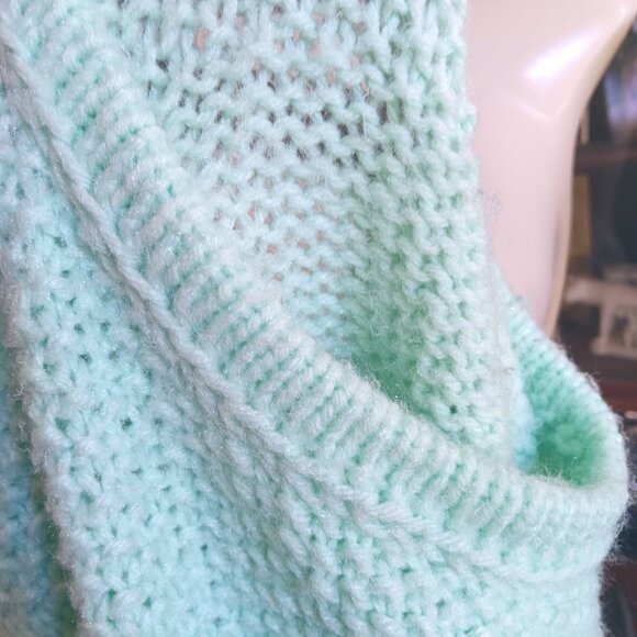 3XL Vintage Women's Sweater 1OF1 Handmade Granny Mint Green Knit Sleeveless Vest - Picture 6 of 6